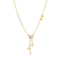 New White Shell butterfly Pearl Necklace Titanium Steel Hollow Tassel Pendant Necklace Women