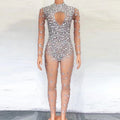 Stage Singer Show Halter Sheer Crystal Jumpsuit Dance Costumes for Women Clothing Nightclub Singer Evening Dress