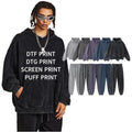 Custom Baggy Acid Wash Sweatpants and Hoodie Pants Set Men Unisex Two Piece Blank Terry Distressed Hoodie Jogger Set for Men