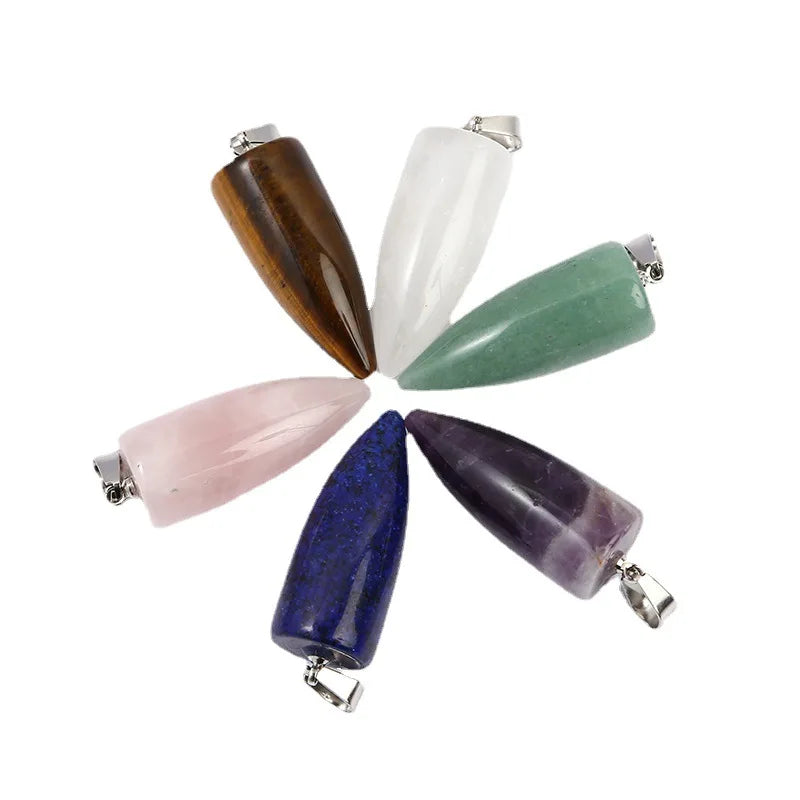 Fashion Natural Gemstone Stone Water Drop Tapered Pendant Spirit Pendulum Bullet Pendant for Women Jewelry Making