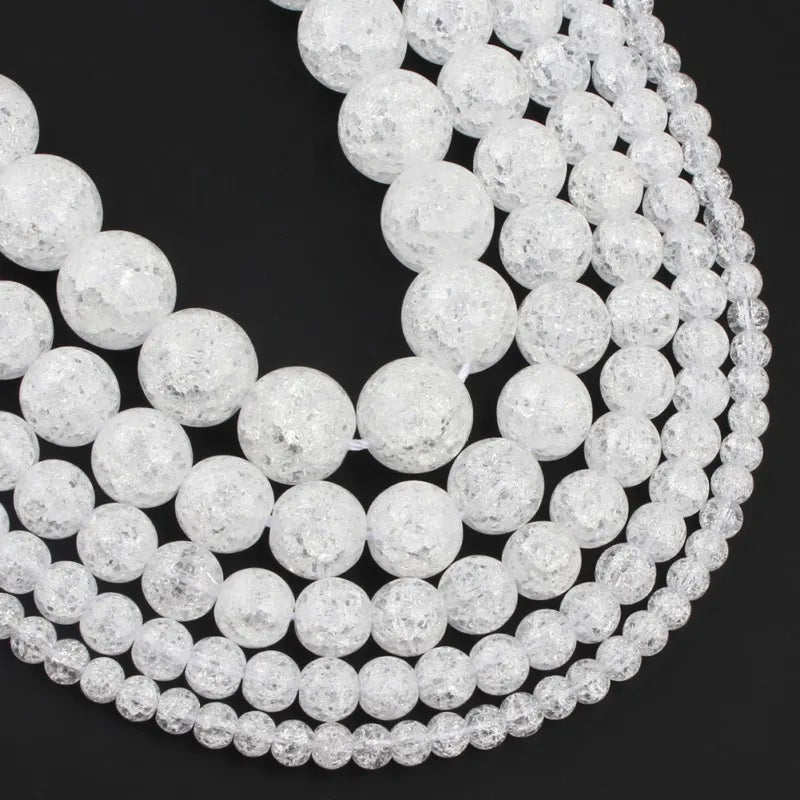 Wholesale 6/8/10/12mm White Cracked Crystal Quartz Round Loose Beads for Jewelry Making