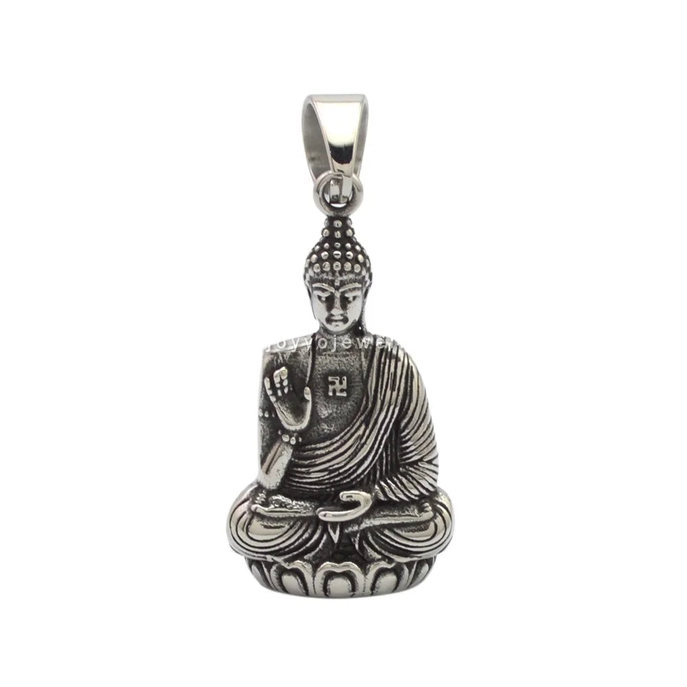 2022 New Buddha Moissanite Pendants Old Silver Gold Plated Stainless Steel Buddha Shape Pendant for Gift