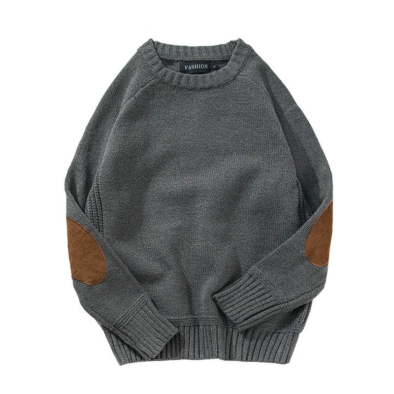 Custom Hong Kong Style Handsome Boy Vintage Patch Design Jumper Pullover Men's Sweater