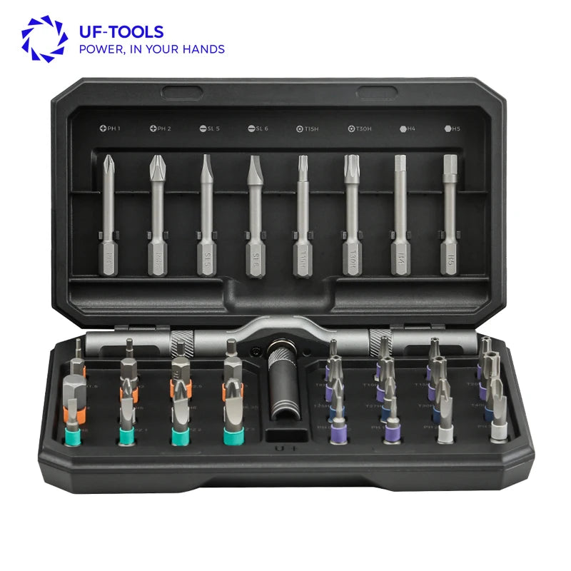 42-in-1 Multi-Purpose Torque Wrench Set Industrial Grade DIY Customizable Steel Plastic Aluminum Alloy Bits Magnetic Screwdriver