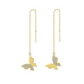 Fine Jewelry Silver 925 Earrings butterfly Long Chain Design Dangle Earring Drop Dancing Sterling Silver Earrings Gold Plated