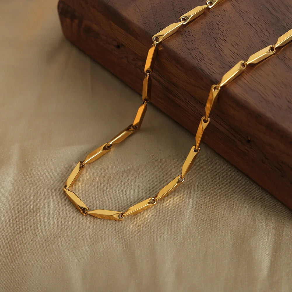 Beimai OEM Necklace Bamboo Geometric Titanium Steel Clavicle Chain Necklace