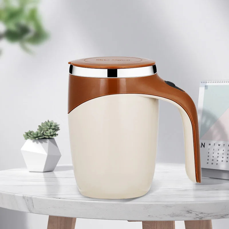 Hot Sale 380ml Stainless Steel Electric Mixing Coffee Mug Portable Milk Electric Cup with Handle