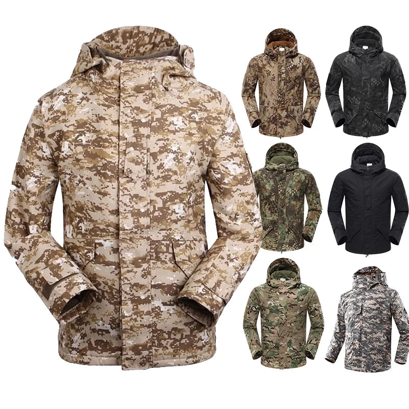 Multi Functional Camouflage Thickened Hooded Windbreaker Winter Warm G8 Stormsuit Plush Enlarged Tactical Coat Uniform
