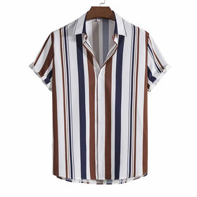 Hot Sale Young Boy Men's Fashion Trend Casual Striped Short-sleeved Boys Shirt New Fashion 2023