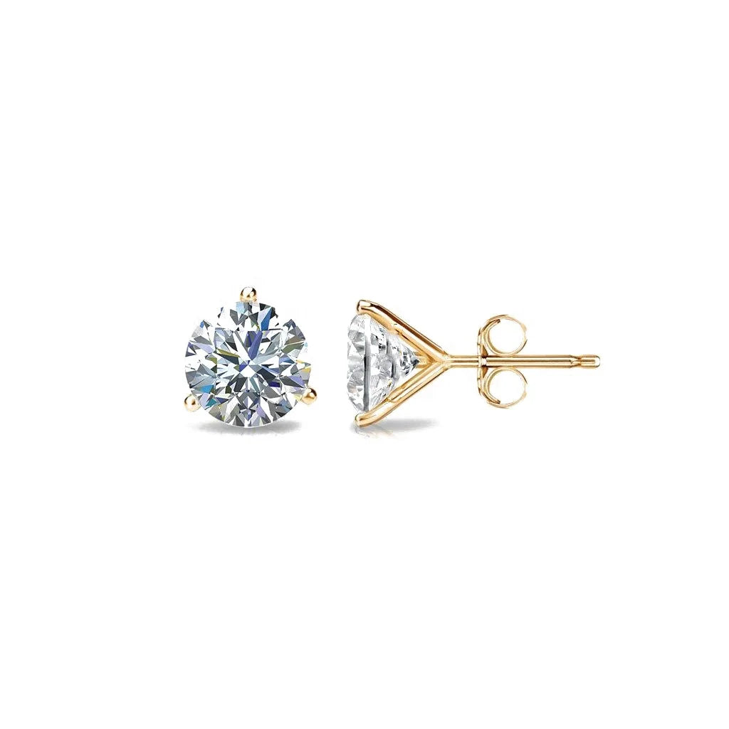 Bohemian 925 Sterling Silver Gold Plated Solitaire Diamond CZ Elegant Stud Earring Simple