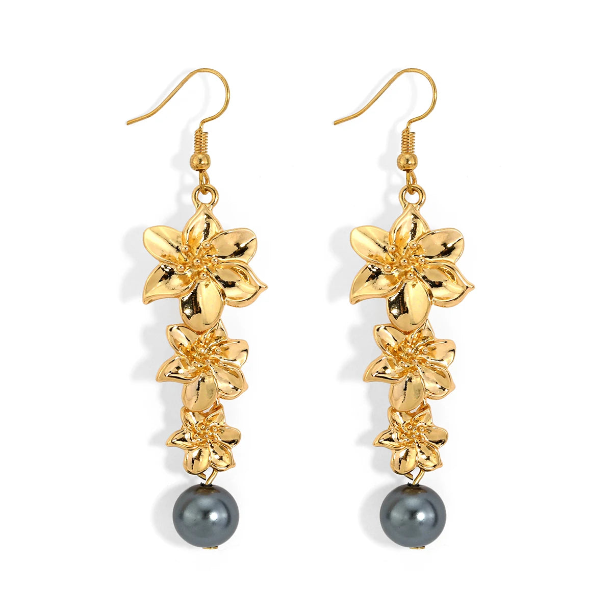 Valentine Earrings Hawaii Luxury Gold Plating Designer 3 Pcs Flower Dangle Women Fashion Earrings