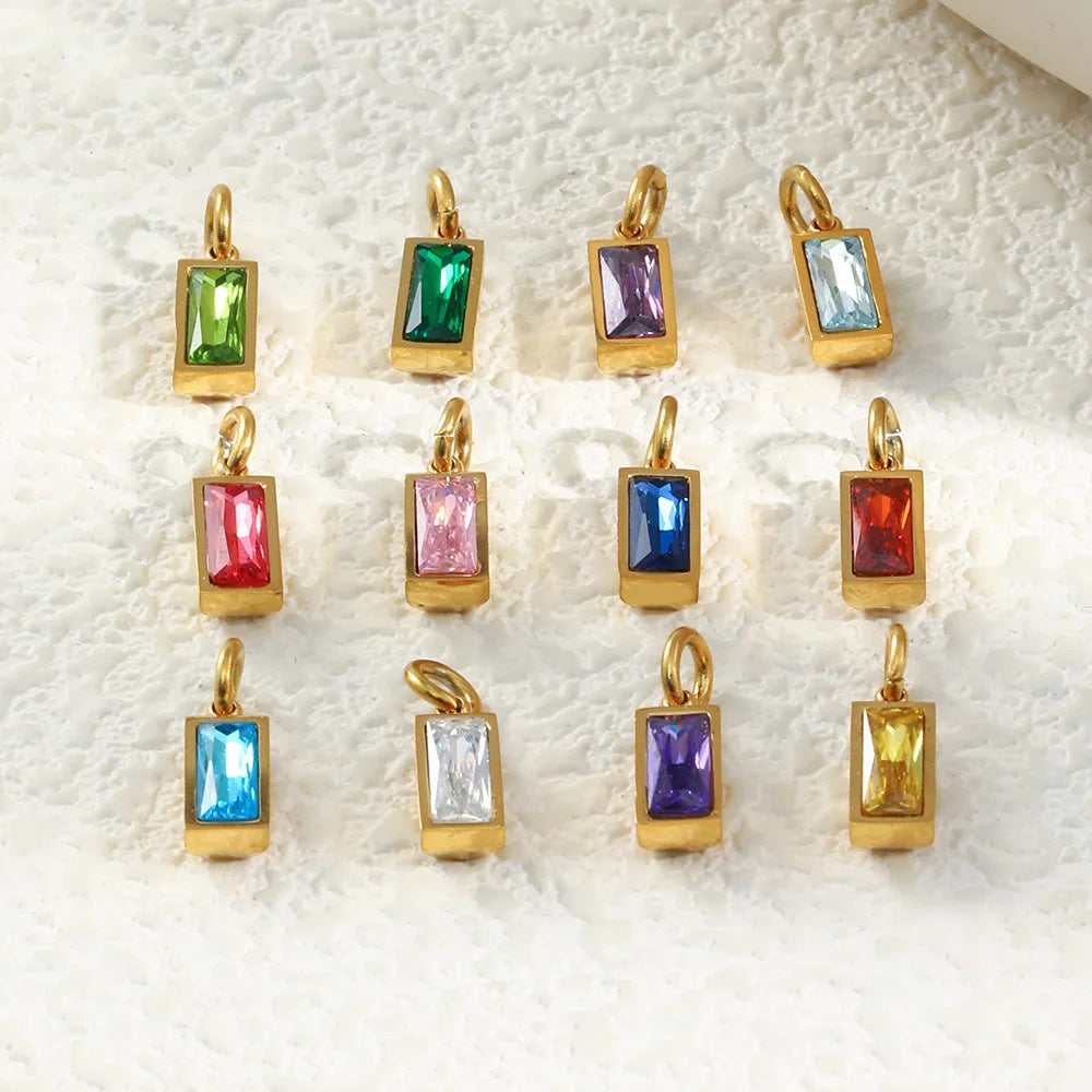 Classic DIY Birthstone Pendant 18k Gold Plated Stainless Steel Pendant Necklace Hypoallergenic Non Tarnish Waterproof Jewelry