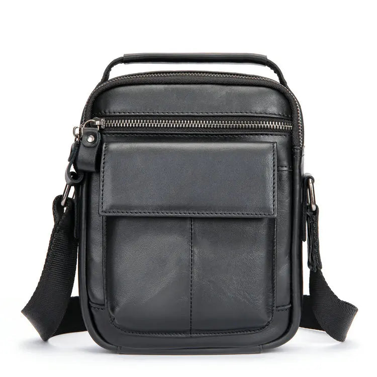 Vintage Oversized Genuine Leather Mobile Phone Side Chest Sling Crossbody Luggage Travel Shoulder Messenger Bag for Men Women's