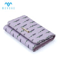 Purple Genuine Leather RFID Sublimation Short Wallet Fashionable Women Functional Cover Closure Floral Logo Flower Decoration