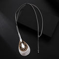 TongLing European Wooden Charm Minimalist Long Sweater Necklace Female Hollow Out Pendant Necklace for Daily Life