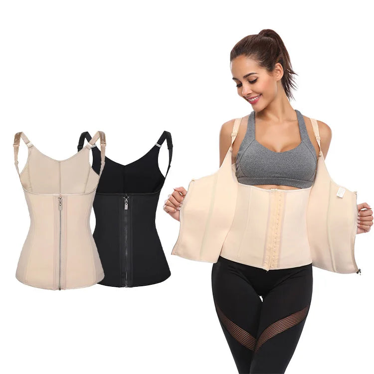 Adjustable Straps Waist Training Corset Vest Body Shaper Firm Control Shaper Tank Top with Bodysuit Features