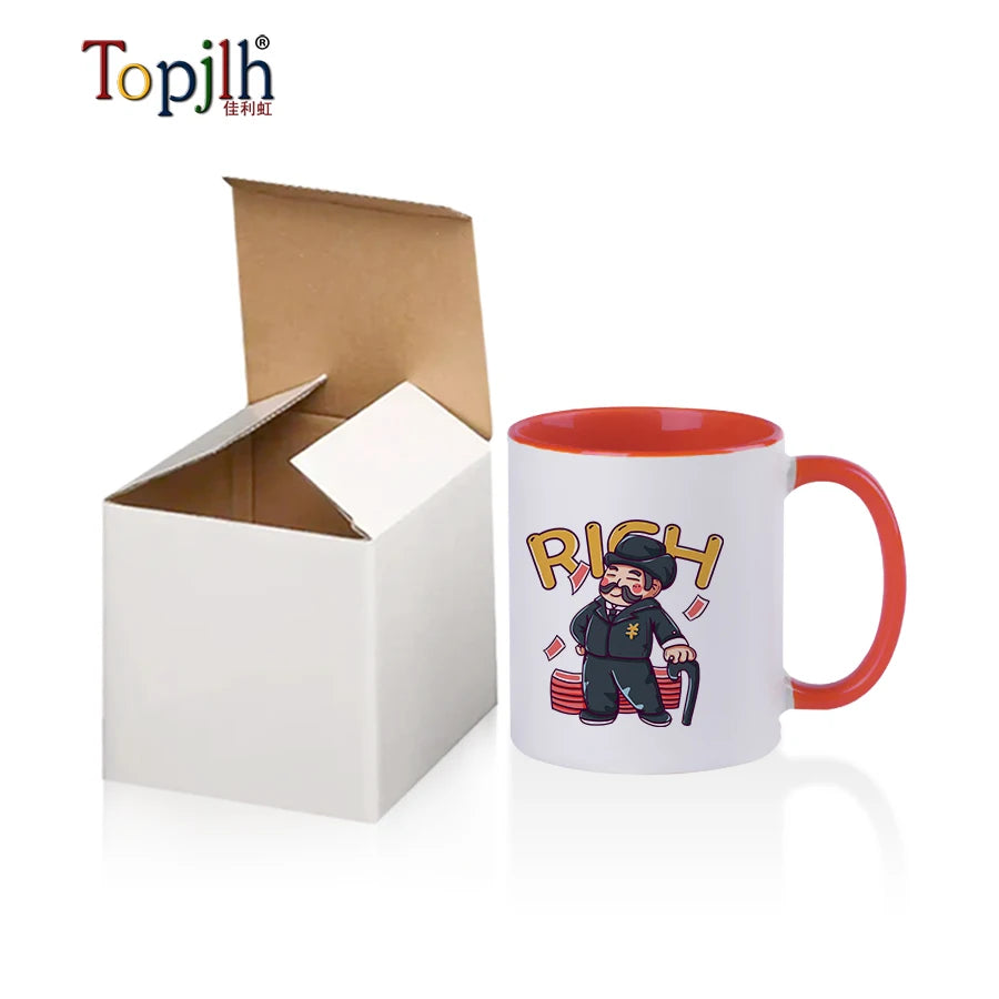 Topjlh Sublimation Custom Picture 11oz  Sublimation Double Colorful Ceramic Mug Modern Ceramic Mug Sublimation Mug Wholesale