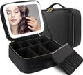 Professional Cosmetic Artist Storage Organizer Lighted Mirror Beauty Travel Makeup Train Case Fashionable Thread Cover PU Bingo