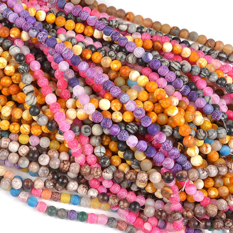 Nature Gemstone Frosted Amethyst Agate Loose Beads for Jewelry Making DIY Bracelet Necklace