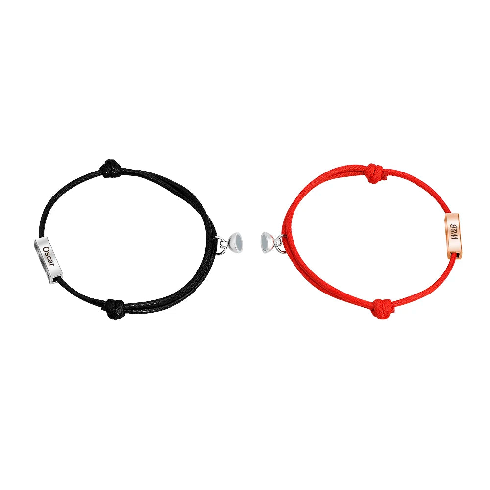 Couple Pair Love Cheap Stainless Steel Pendant Charms Magnetic Bracelet for Couple
