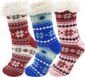 Ultra Soft Fluffy Thermal Sherpa Slipper Socks for Women Non-Skid Christmas Winter Knitted with Cartoon Pattern