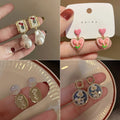 The New 2023 Flower Heart Earrings French Retro Fashion Luxury Accessories Women Jewelry Wedding Party Drop Earring With Pearl