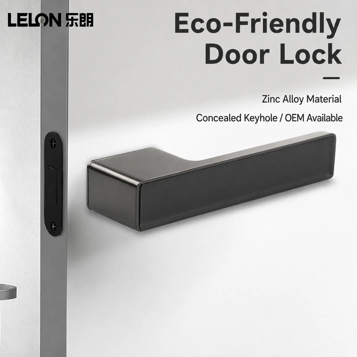 OEM Brand Logo Custom Minimalist Round/Square Design Ecological Handleset Lever Handle Interior Hardware Magnetic Latch Lockset