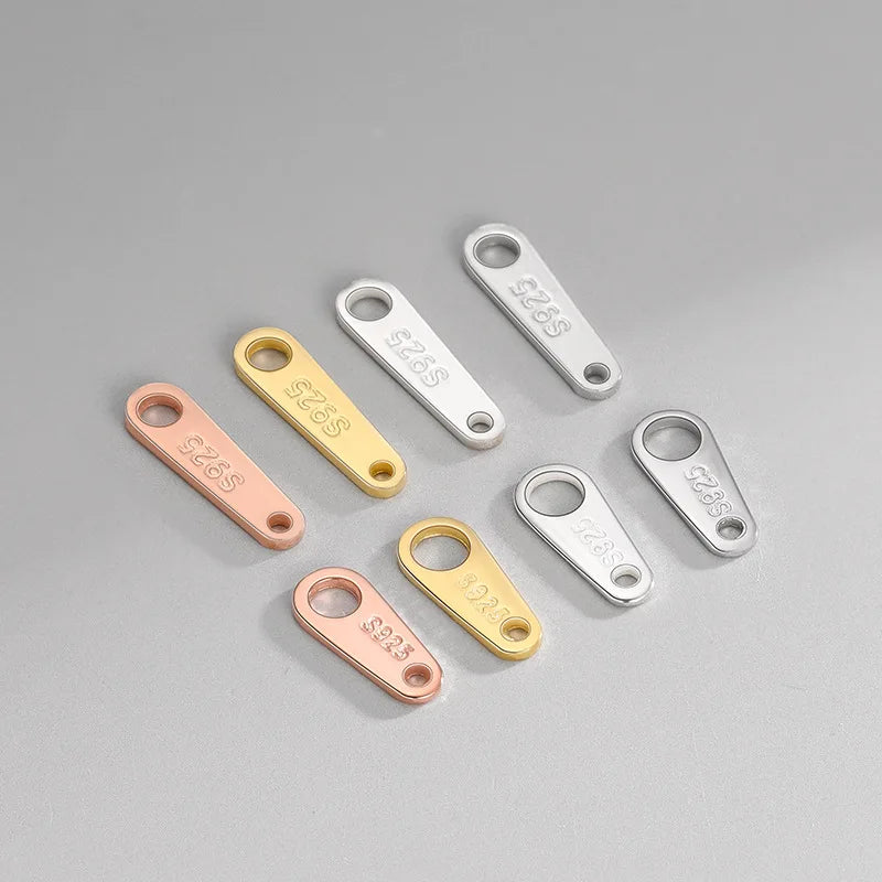 Sterling Silver Oval Shape 18K Gold Plated Connector Tag S925 Authenticity Mark Handmade Jewelry Finding Bulk
