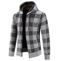 New Sweater Men Winter Sweater Coats Male Velvet Thick Knit Sweater Plaid Cardigan Knitted Hoodie Jacket