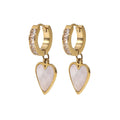 Dropshipping Fashion Jewelry New Women'S Earrings 18K Gold Circle With Zirconium Heart-Shaped Natural White Shellfish Earrings