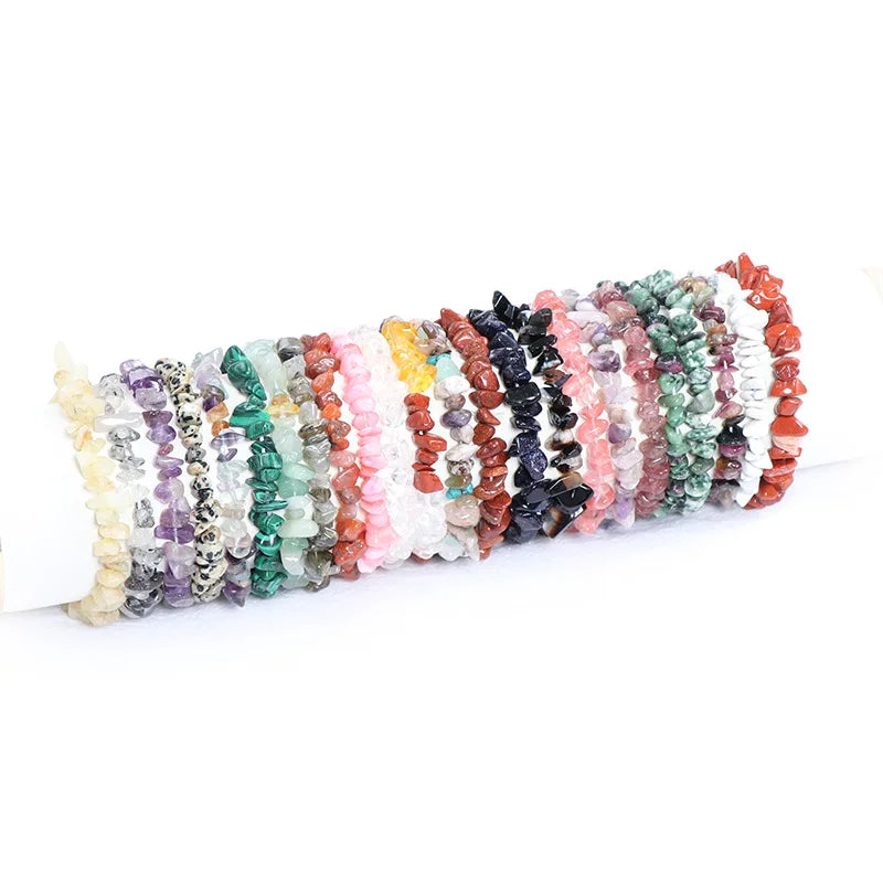 Colorful Natural Crystal Chip Bracelets Healing Mixed Gravels Stone Bracelet for Girls