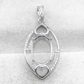 Sterling Silver 11*15mm Semi Mount Pendant Empty Frame Blank Support Setting S925 Base Holder Without Center Stone for DIY Inlay