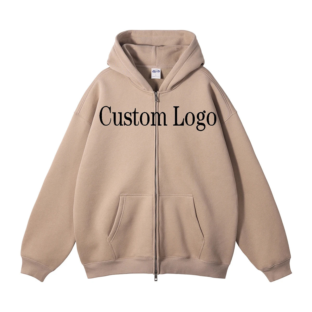 Evertop Custom Logo Cordless Zipper Cardigan New Men's Women's Plus Size Fashion Hoodie with Breathable Terry Fabric Loose Fit