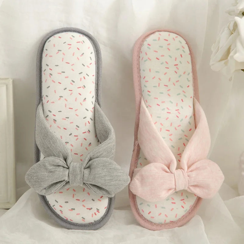 Wholesale Soft Thick Filler Flat Sole Nice Indoor Room Female Casual Slippers with Bow