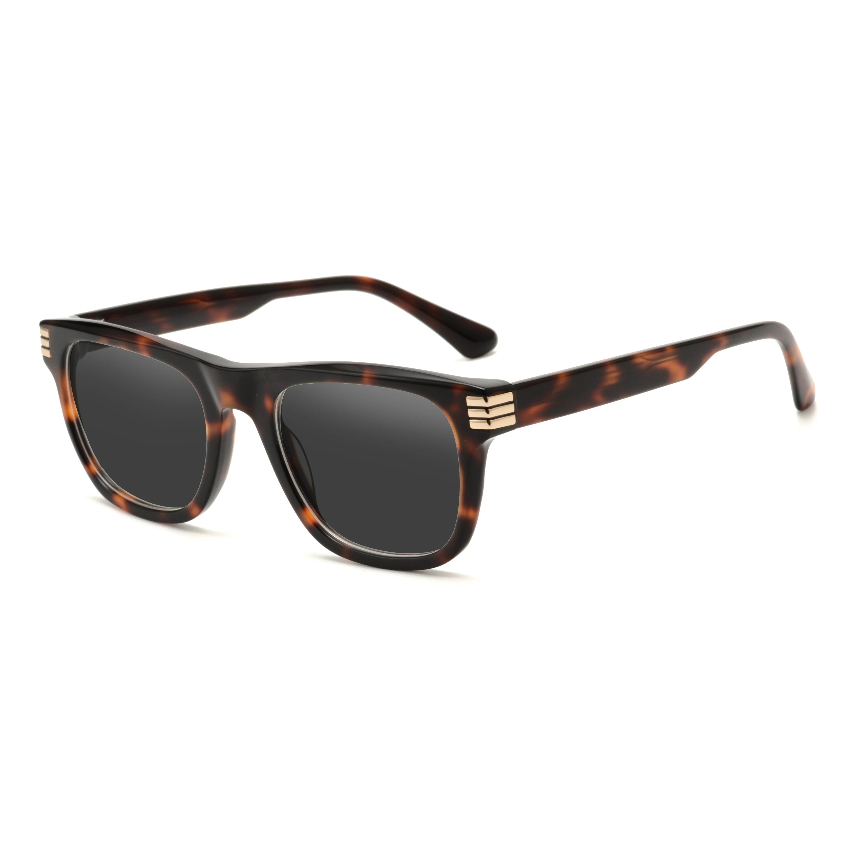 Trendy Sunglasses Vintage Square UV Polarized Photochromic Black Acetate Sunglasses for Men for Women