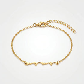 QIAOREN 10749 Waterproof Classic Geometric ECG Heart Wave Bracelet Stainless Steel 18K Gold Finish Adjustable Chain Bracelet