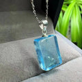 Chakra Spiritual Crystal Healing Stone Natural Blue Topaz 925 Sterling Silver Pendant for Attracting love and Friendship