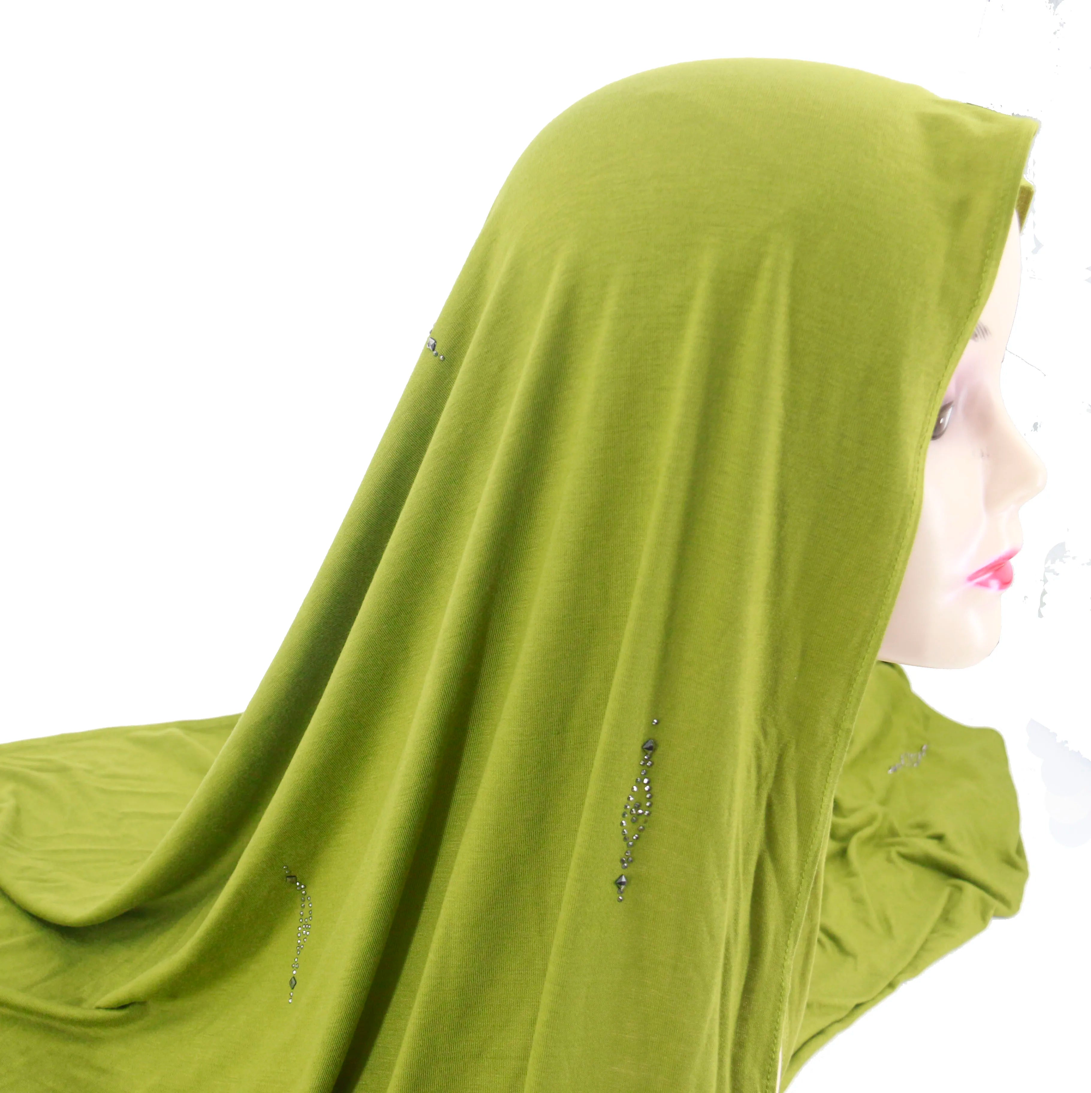 Muslim Instant Headscarf Wrap Hijab Islamic Turkish Cotton Scarf Women Jersey Hijab With Stone