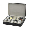 Classical Factory Ready to Ship 10 Slots Black PU Leather Watch Box Luxury Zipper Watch Storage Case Travel Watch Box