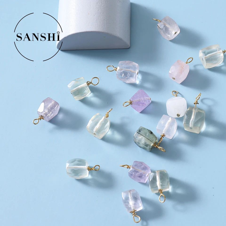 Classic Style 20mm Heart Pendant Charm Multi-Color Natural Rose Quartz Amethyst Stone Fashion Jewelry