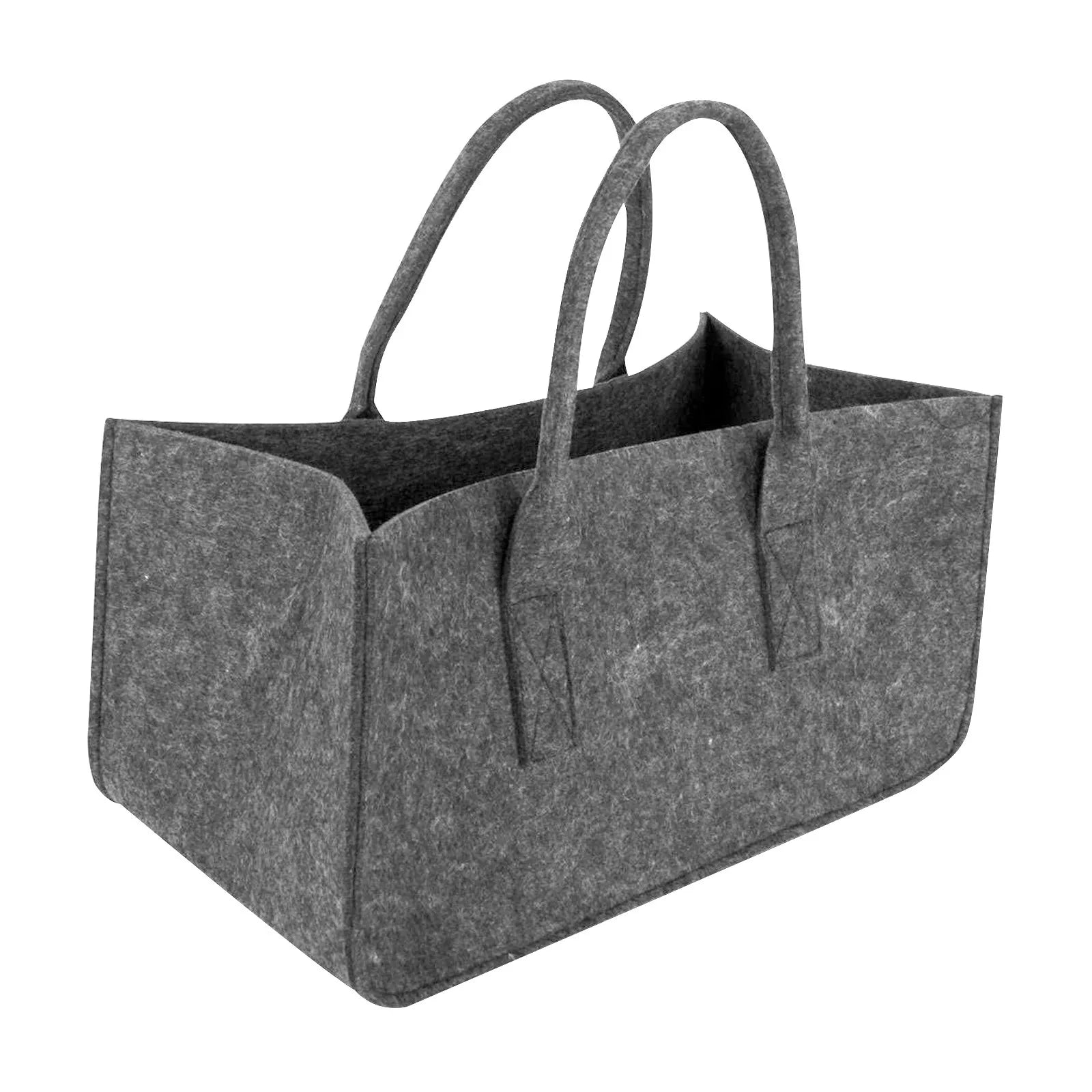 Felt Storage Basket with Carry Handles for Fireside Wood Holding