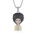 JINSE Fashion Rap Figure Hip-Hop Men Pendant Necklace a Aa Cubic Zircon Jewelry Rope Chain Wholesale