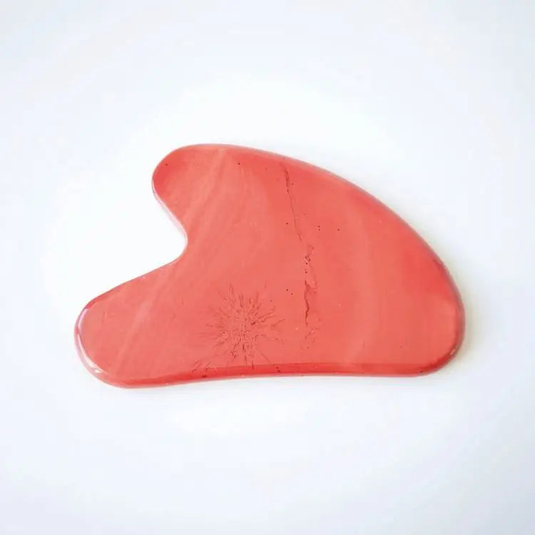 2026 Wholesale Natural Stone Heart Shape Guasha Facial Tool red jasper Gua Sha Body For Scrapers Face Massage leg massager
