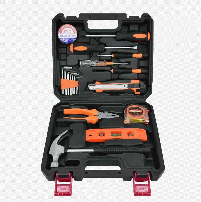 18 Pieces General Household Hand Tools Set With Plastic Toolbox Storage