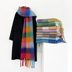 Winter Fall Scarfs Long Plaid Scarf Warm Soft Chunky Large Blanket Wrap Shawl Outdoors Scarves