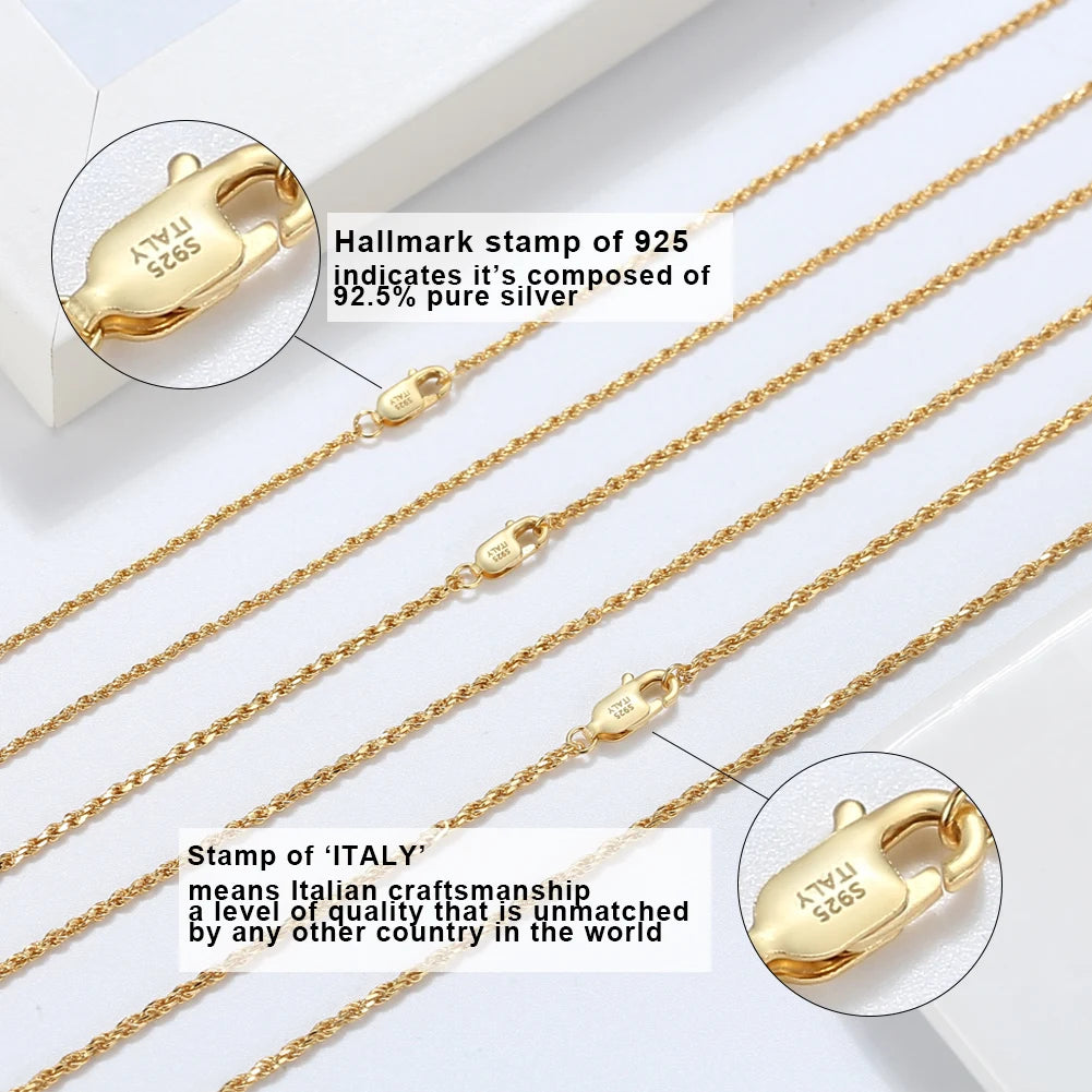RINNTIN SC29 Neck Chain Wholesale Popular Hiphop Men Jewelry Solid 18K Gold 925 Sterling Silver Diamond-Cut Rope Chain Necklace