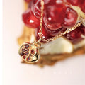 Fashion Jewelry Gold Plating 925 Sterling Silver Zircon Garnet Charm Necklace