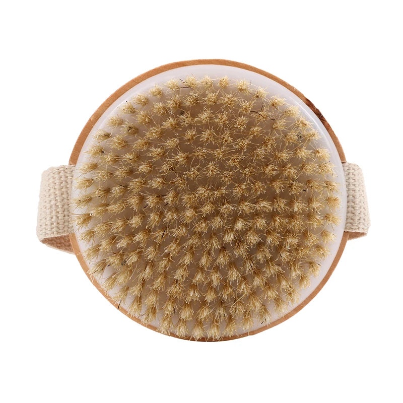 Wooden Bamboo Bath Body Brush Dry Skin Massager Brush Pig Bristle