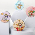Wholesale Mixed Random Design Portable Round Folded Customized logo Round Rectangle Blank Metal Leather Pocket Mirror