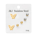 2025 Stainless Steel Earrings 3 Pairs/Set Men Women Heart Cross Butterfly Moon Rhinestone Love Cute Card Stud Earring Jewelry